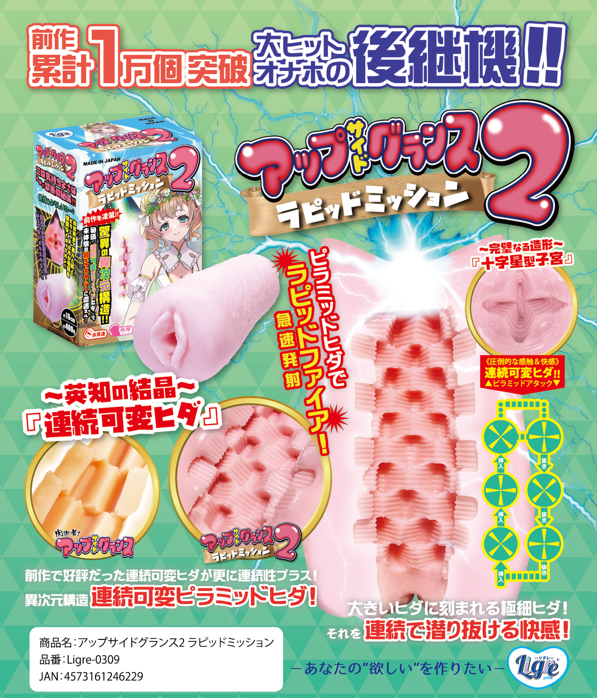 Ligre japan Upside Glans 2 Rapid Mission, Ligre-0309 – Masturbator – Produktansicht 2