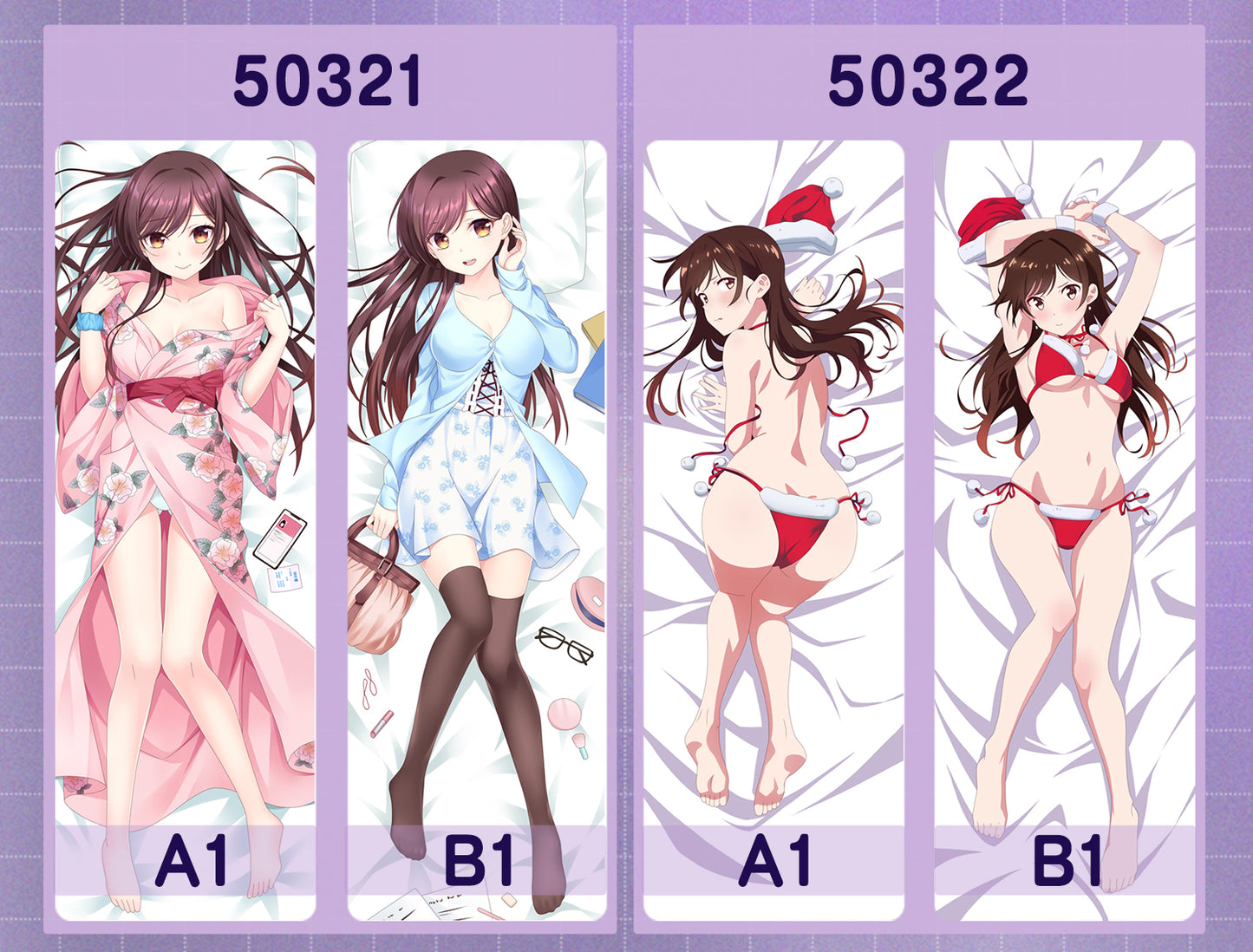 50321-50322 Rent-a-Girlfriend-Mizuhara Chizuru ACG anime character equal length pillow with inner core 50CM * 150CM 2kg